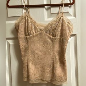 BCBG Gold Lace Silk Camisole Size Small